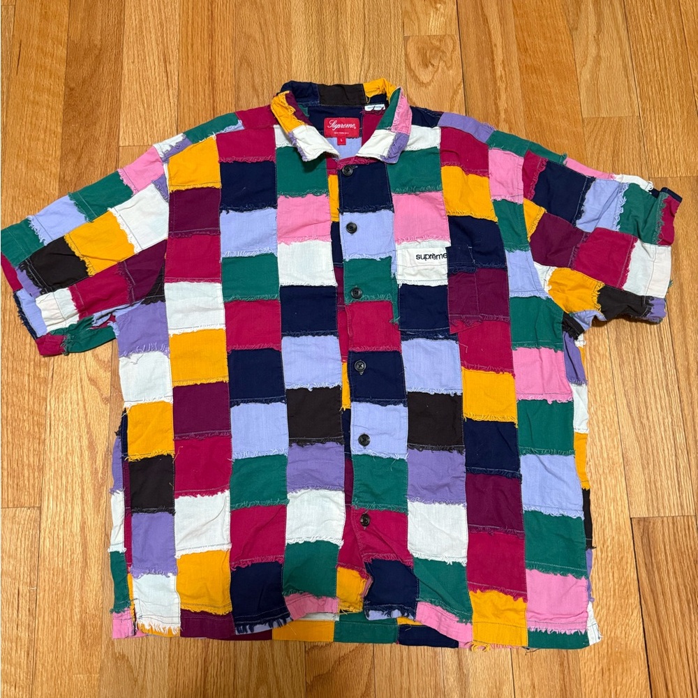 Supreme Red and Pink Casual Button Down Shirt